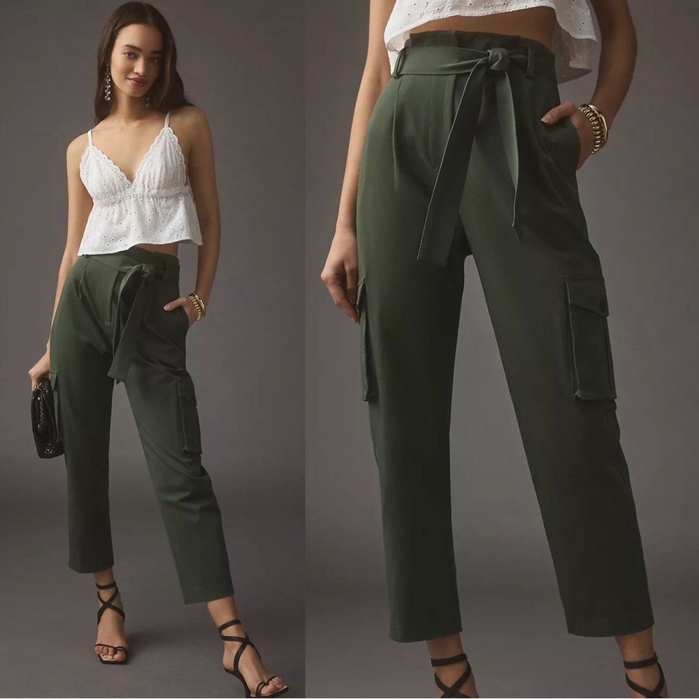 Anthropologie Exquise Belted Utility Pants Women’s Small Green High‎ Rise Street